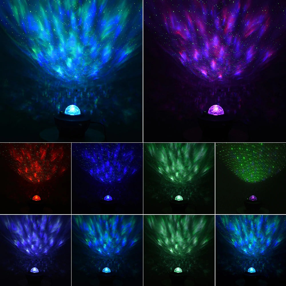 USB LED Star Night Light Music Starry Water Wave LED Projector Light Bluetooth Projector Sound-Activated Projector Light Decor