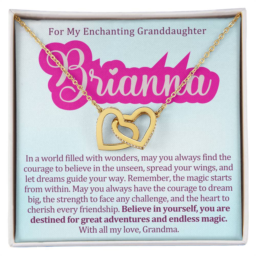 To My Enchanting Granddaughter - Interlocking Hearts Necklace