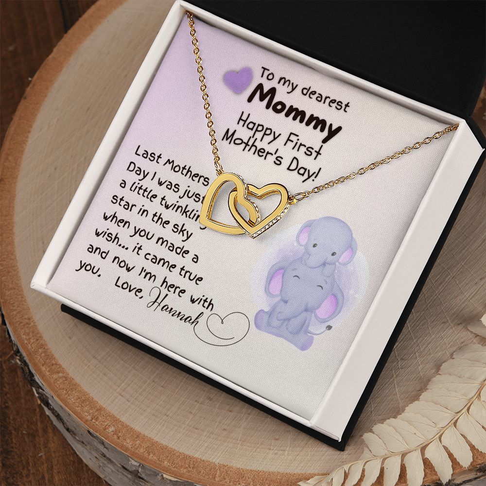 First Mothers Day Gift From Baby - Interlocking Hearts Necklace