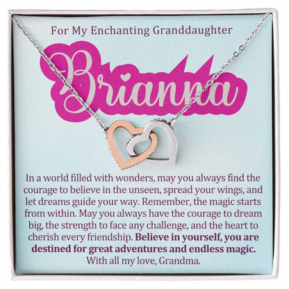 To My Enchanting Granddaughter - Interlocking Hearts Necklace