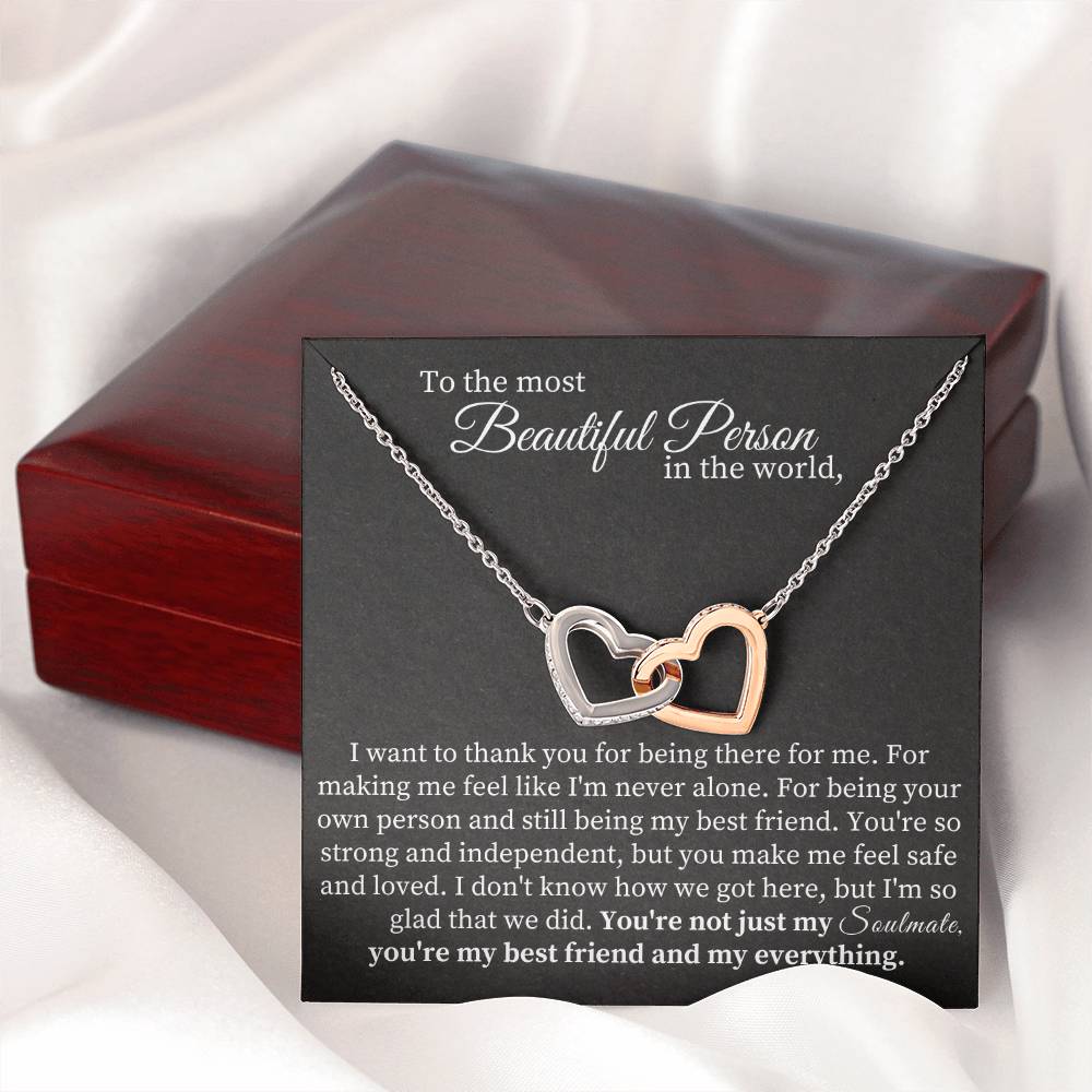 To the most  Beautiful Person  in the world - Interlocking Hearts necklace