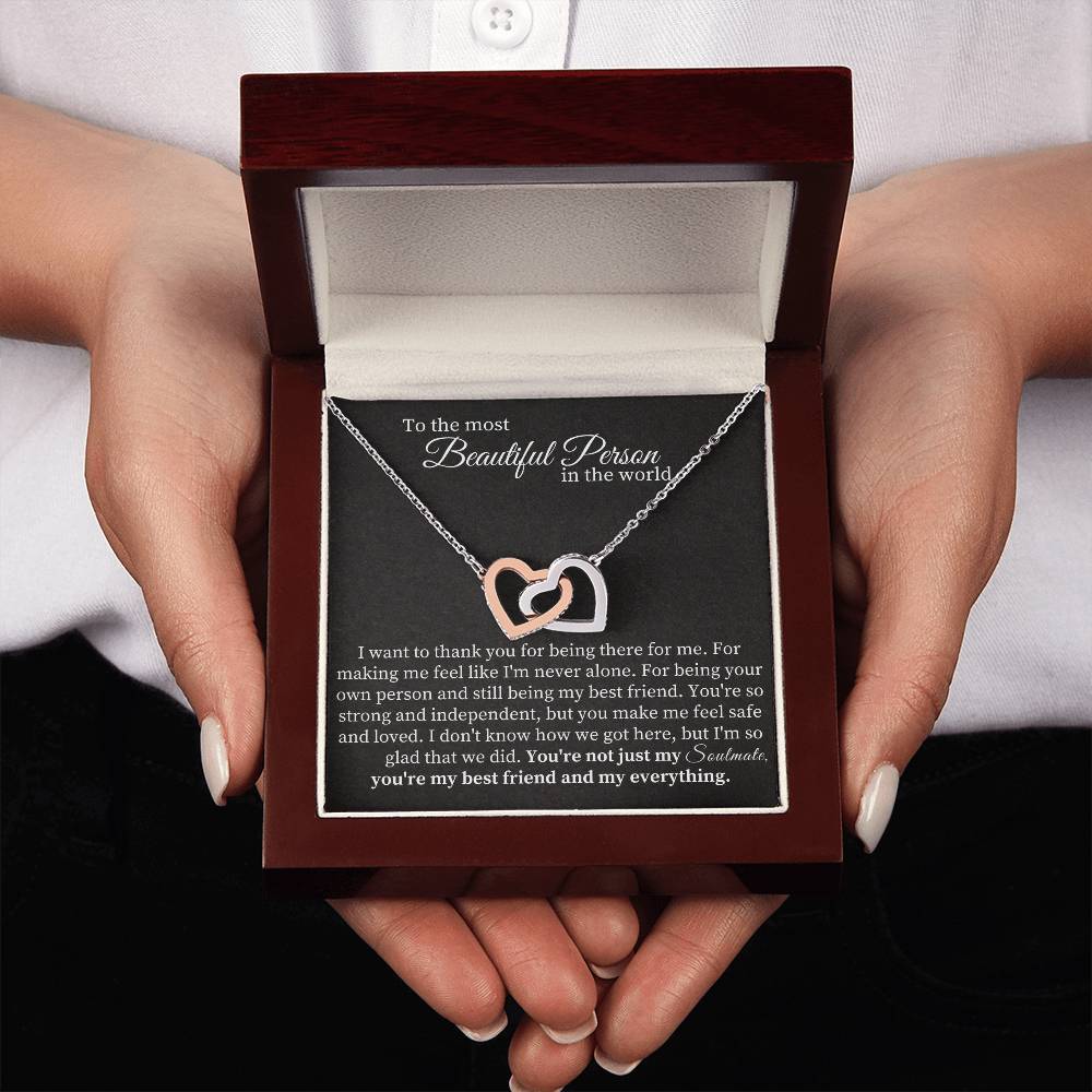 To the most  Beautiful Person  in the world - Interlocking Hearts necklace