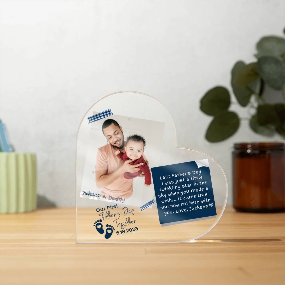 Personalized Small Heart Plaque - Perfect First Father's Day Gift from Baby!