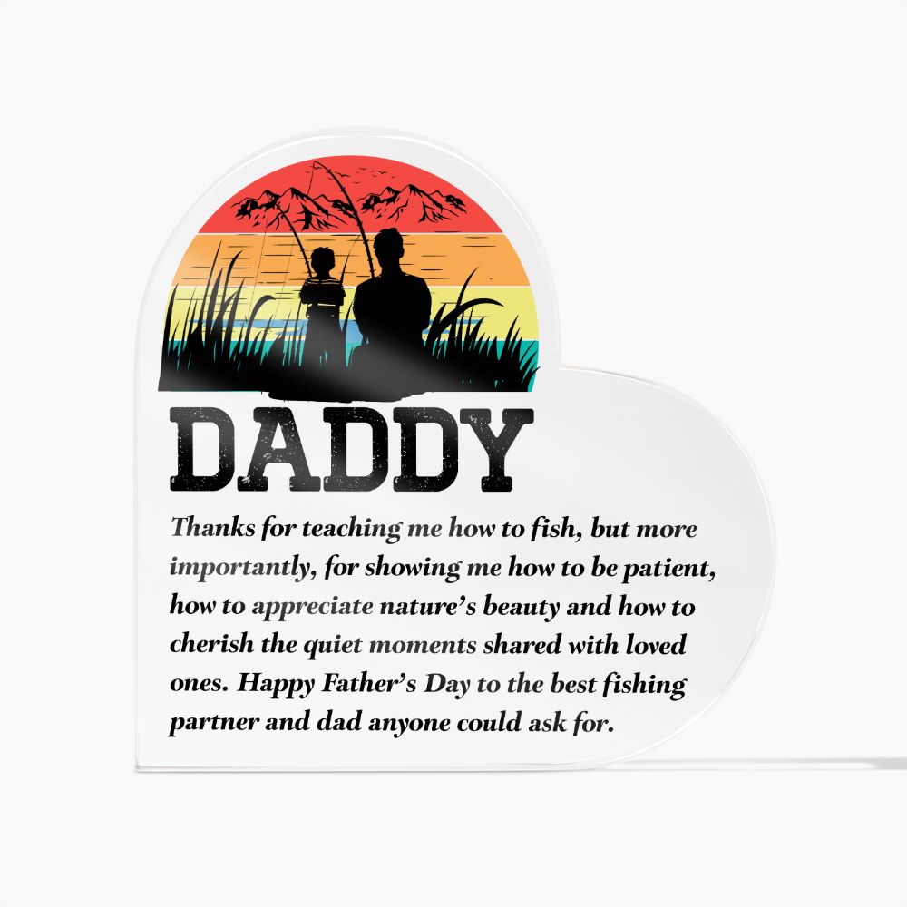 To My Fishing Dad - Acrylic Heart Plaque