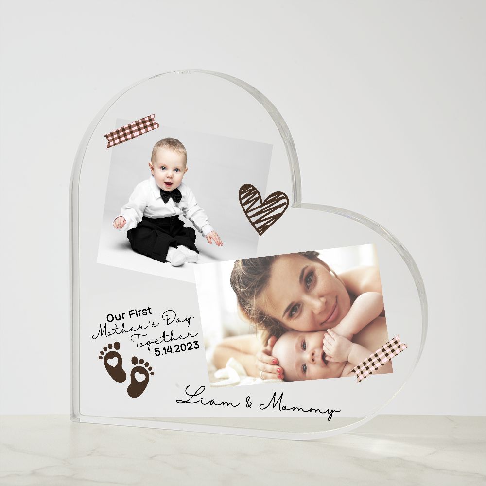 Happy First Mothers Day - Printed Heart Acrylic Plaque