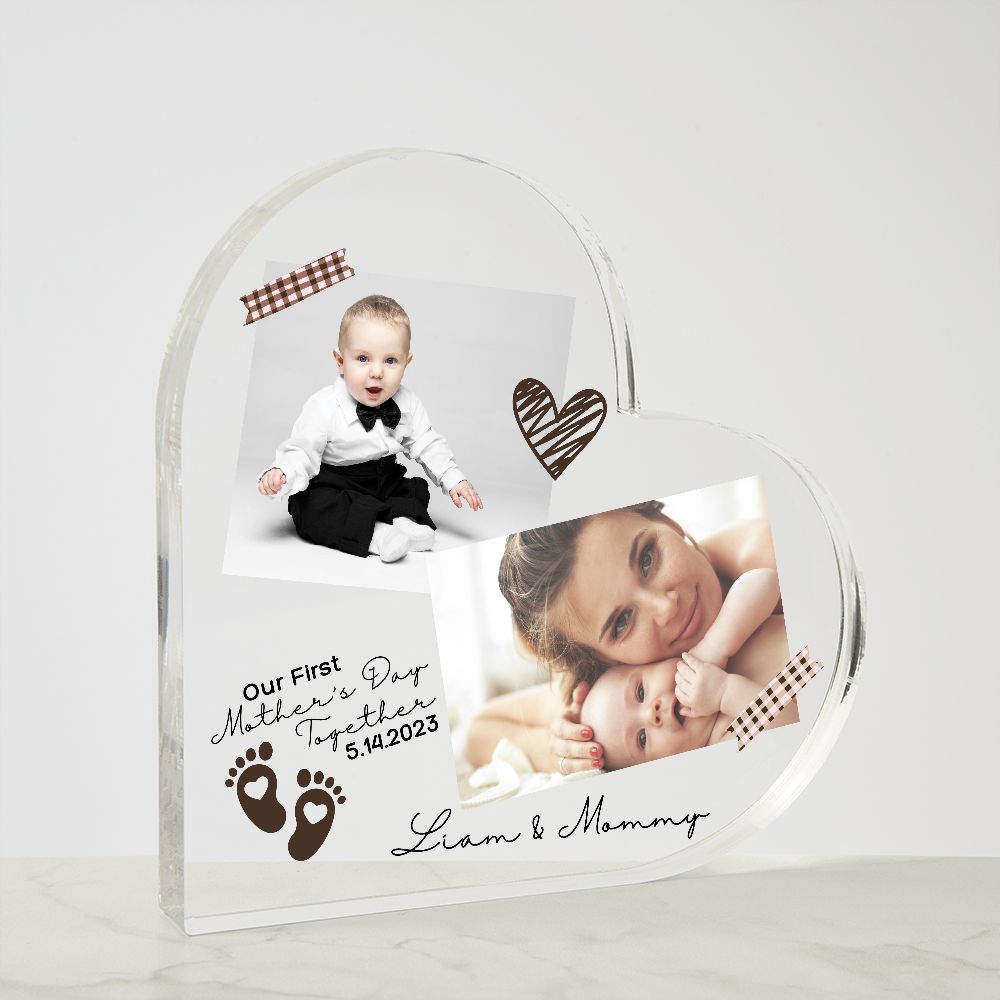 Happy First Mothers Day - Printed Heart Acrylic Plaque