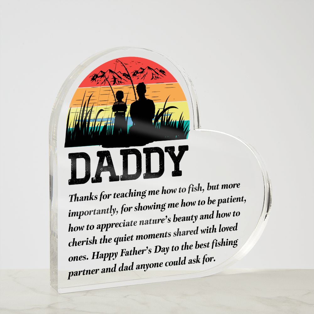 To My Fishing Dad - Acrylic Heart Plaque