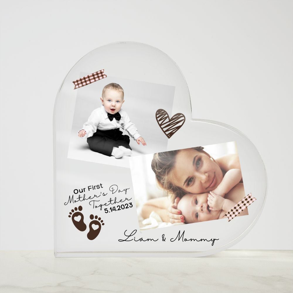 Happy First Mothers Day - Printed Heart Acrylic Plaque