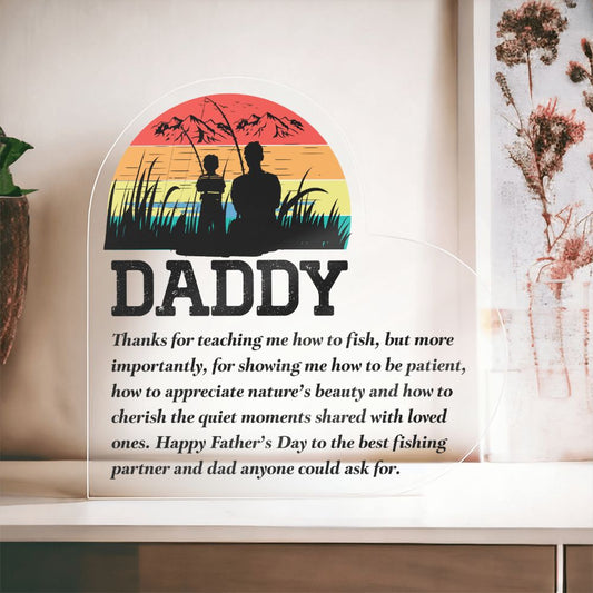 To My Fishing Dad - Acrylic Heart Plaque