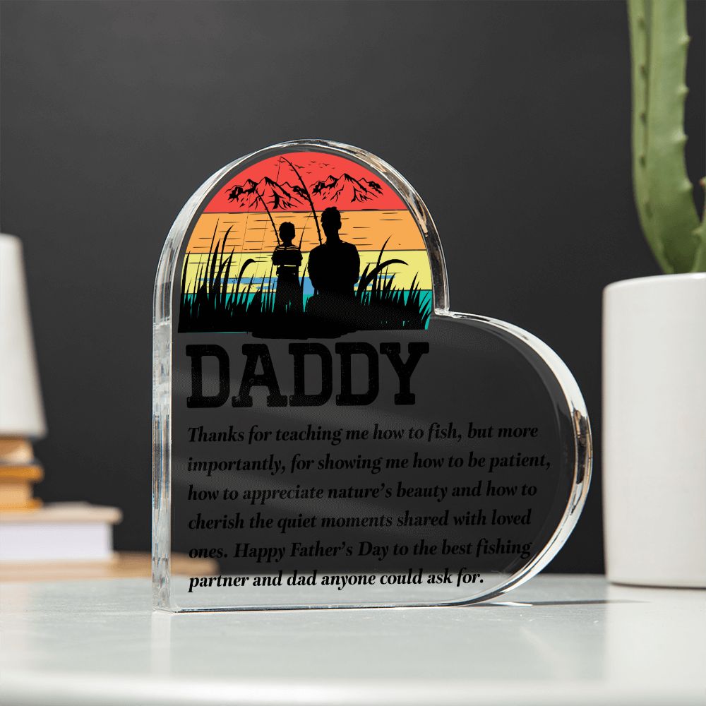 To My Fishing Dad - Acrylic Heart Plaque