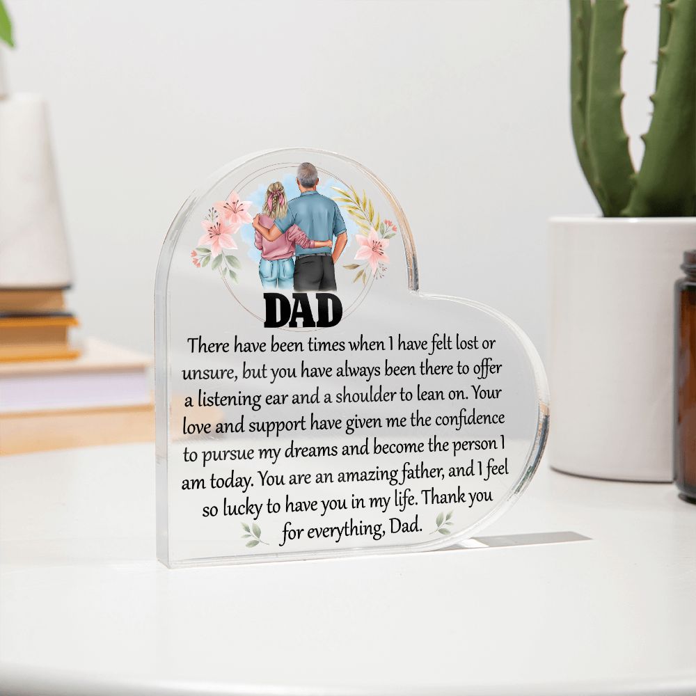 To My Dad - Acrylic Heart Plaque