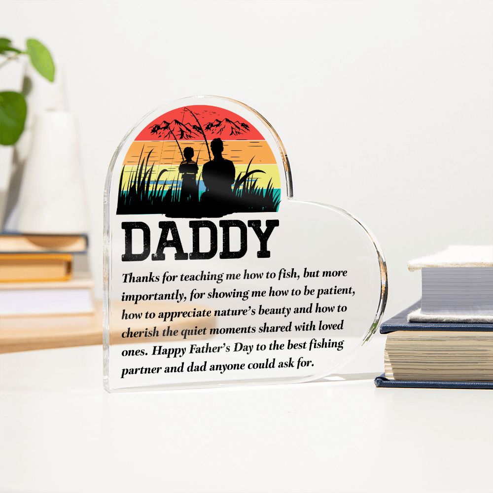 To My Fishing Dad - Acrylic Heart Plaque