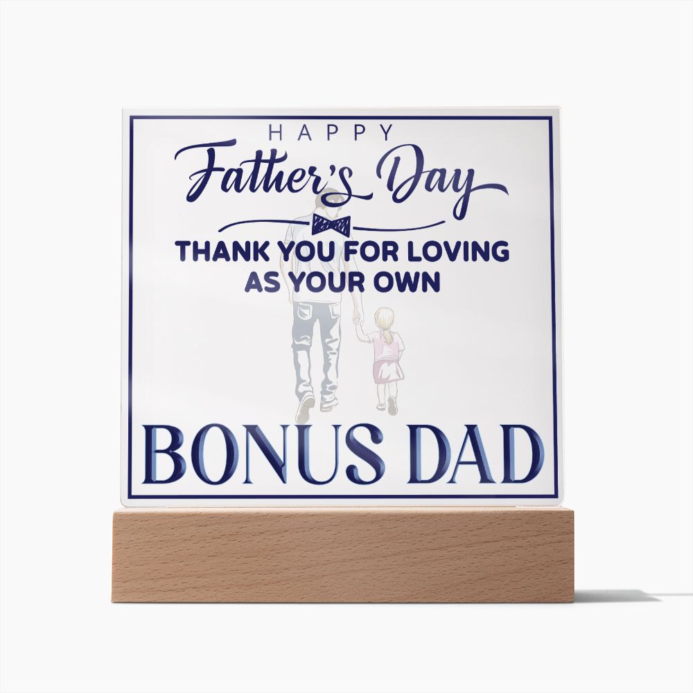 Happy Father's Day Bonus Dad - Square Acrylic Plaque