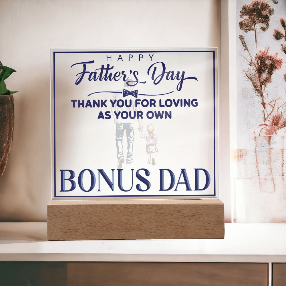 Happy Father's Day Bonus Dad - Square Acrylic Plaque