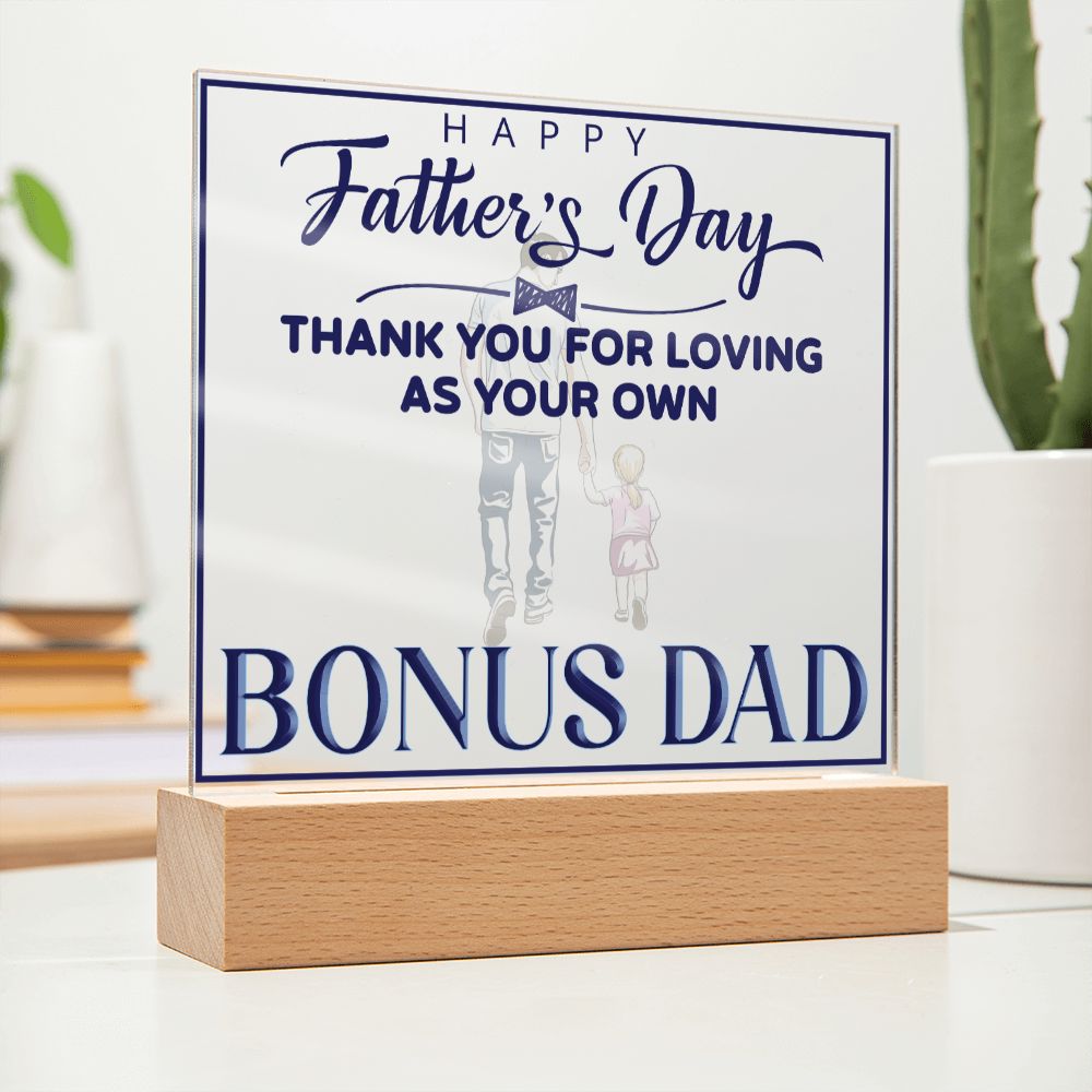 Happy Father's Day Bonus Dad - Square Acrylic Plaque