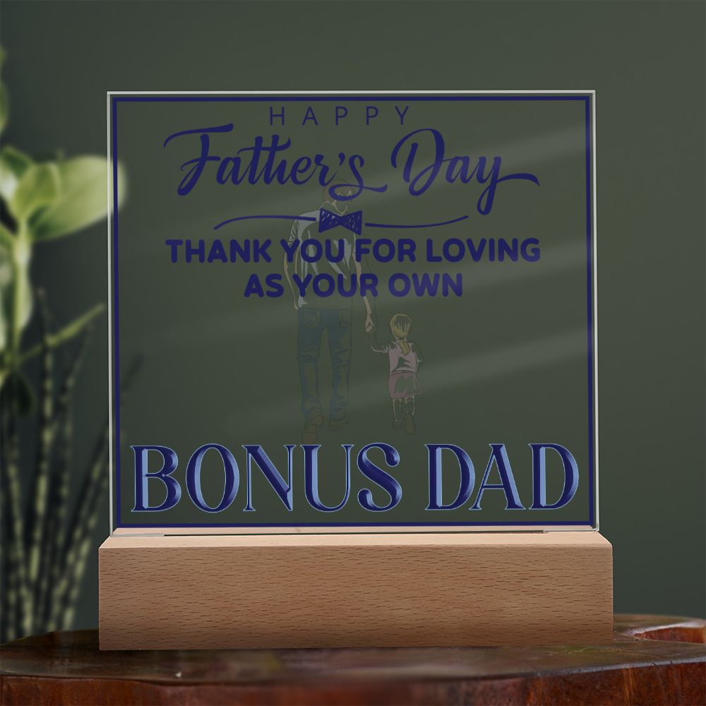 Happy Father's Day Bonus Dad - Square Acrylic Plaque