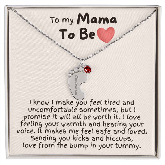 To My Mama To Be - Custom Baby Feet Necklace