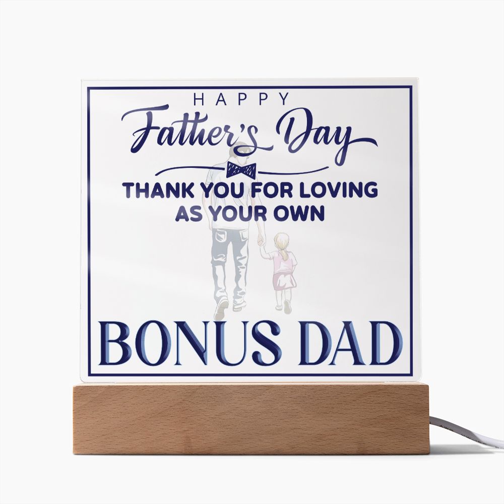 Happy Father's Day Bonus Dad - Square Acrylic Plaque