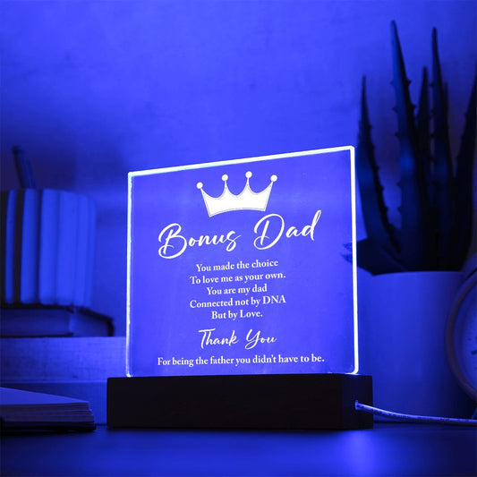 Happy Father's Day Bonus Dad - Square Acrylic Plaque