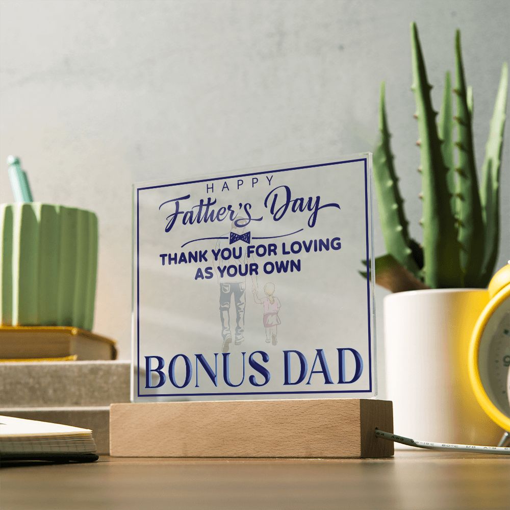 Happy Father's Day Bonus Dad - Square Acrylic Plaque