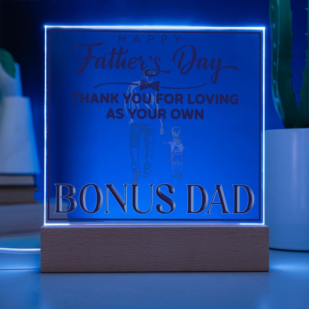 Happy Father's Day Bonus Dad - Square Acrylic Plaque