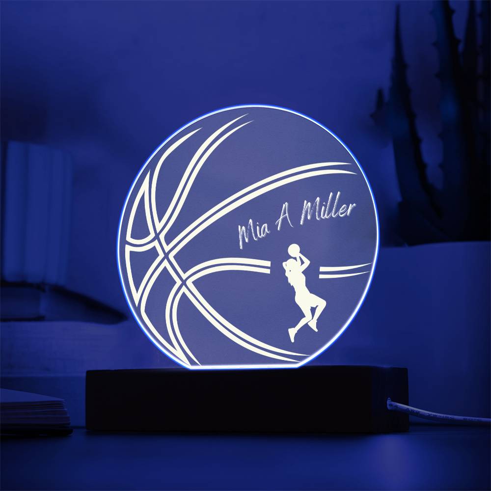 Basketball Sports Acrylic LED 7 Colour Night Light Lamp Gift For Her