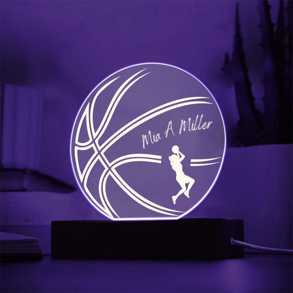 Basketball Sports Acrylic LED 7 Colour Night Light Lamp Gift For Her