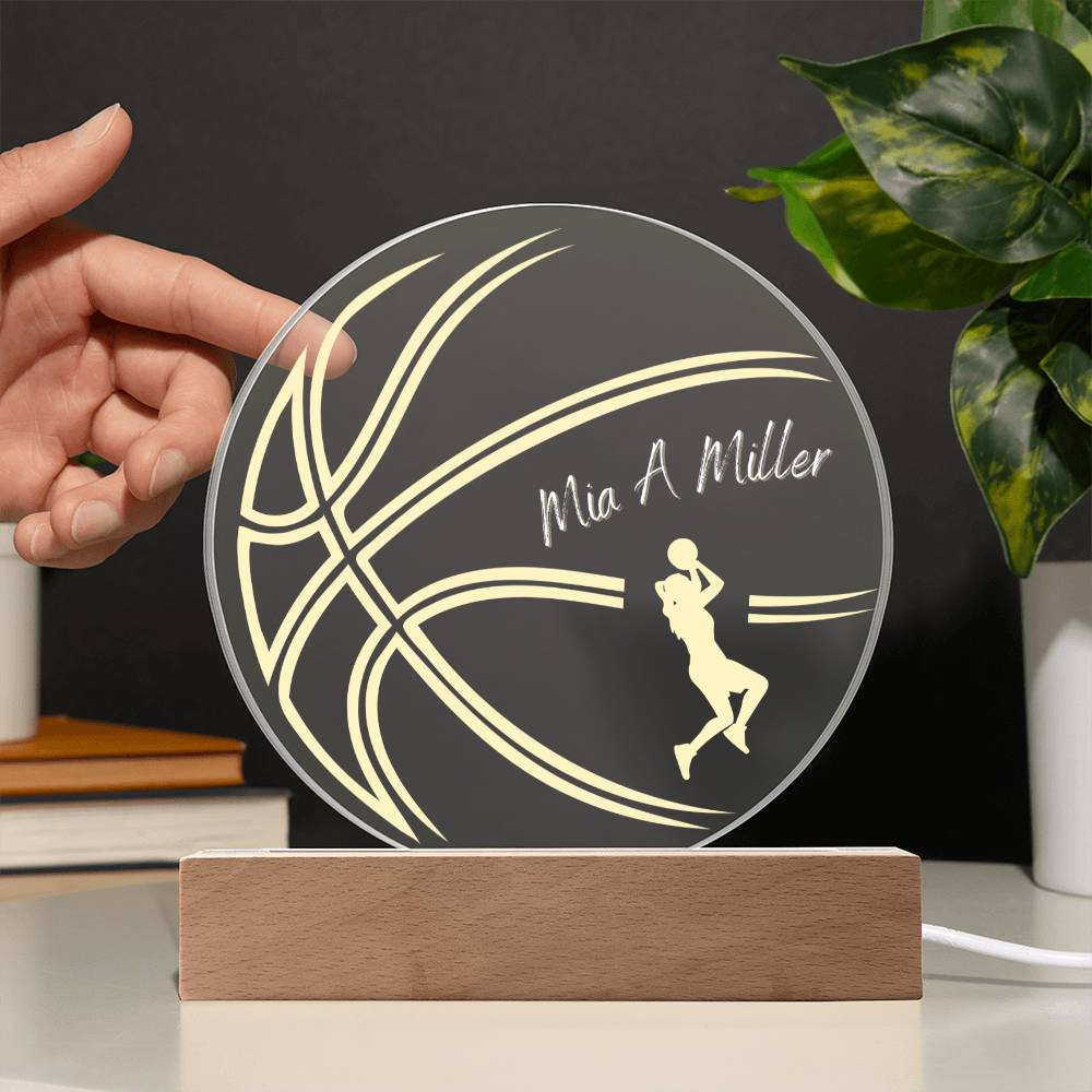 Basketball Sports Acrylic LED 7 Colour Night Light Lamp Gift For Her