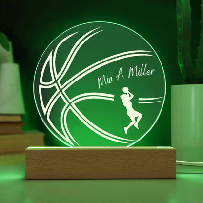 Basketball Sports Acrylic LED 7 Colour Night Light Lamp Gift For Her