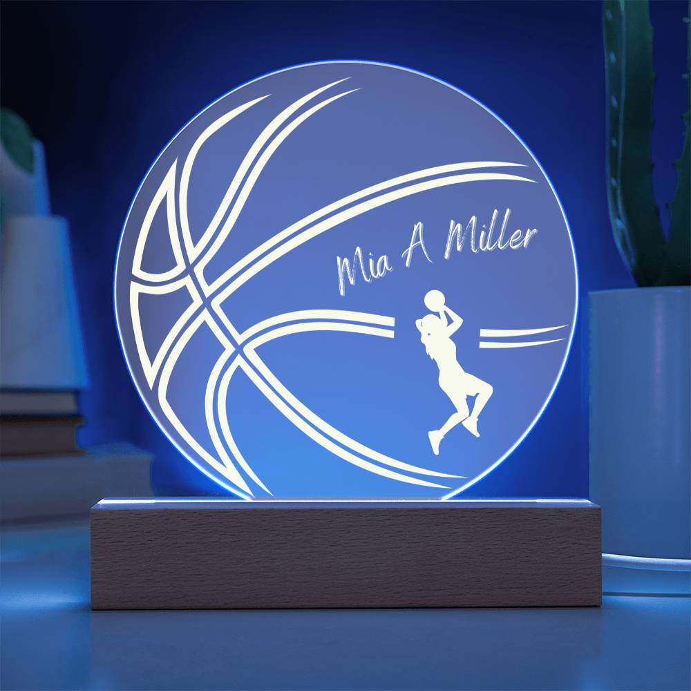 Basketball Sports Acrylic LED 7 Colour Night Light Lamp Gift For Her