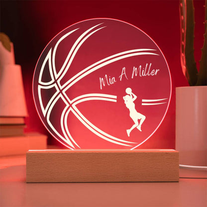 Basketball Sports Acrylic LED 7 Colour Night Light Lamp Gift For Her