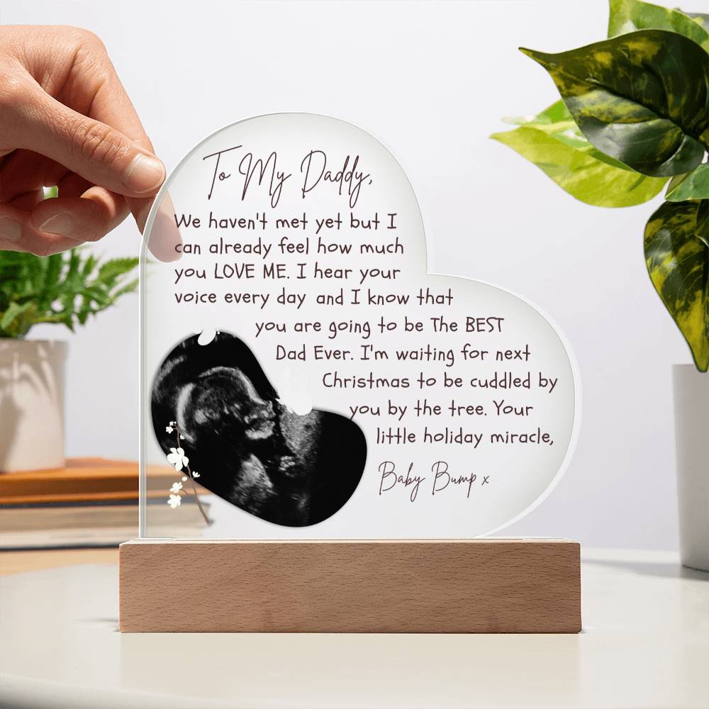 Daddy To Be gift - Personalized Ultrasound Photo Heart Plaque with LED