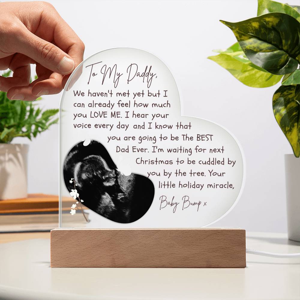 Daddy To Be gift - Personalized Ultrasound Photo Heart Plaque with LED