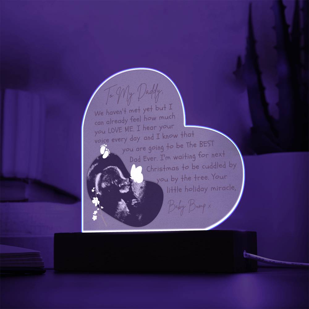 Daddy To Be gift - Personalized Ultrasound Photo Heart Plaque with LED