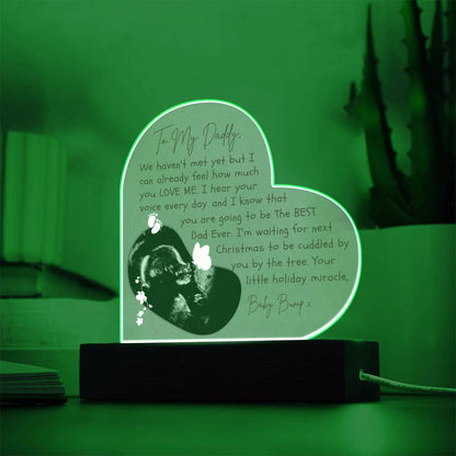 Daddy To Be gift - Personalized Ultrasound Photo Heart Plaque with LED