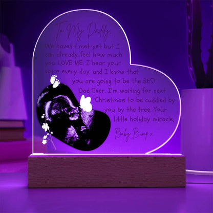 Daddy To Be gift - Personalized Ultrasound Photo Heart Plaque with LED