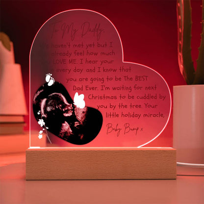 Daddy To Be gift - Personalized Ultrasound Photo Heart Plaque with LED