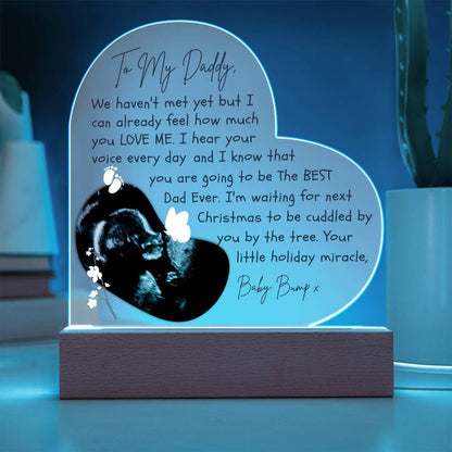 Daddy To Be gift - Personalized Ultrasound Photo Heart Plaque with LED