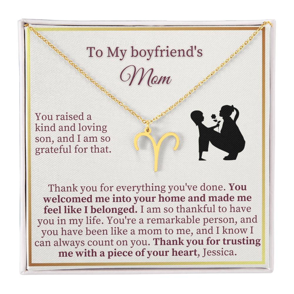 Boy Friends Mom Gift - Zodiac Name Necklace , Mothers Day Name Necklace, Necklace for Mom, Future Mother in Law, Mother of Boyfriend