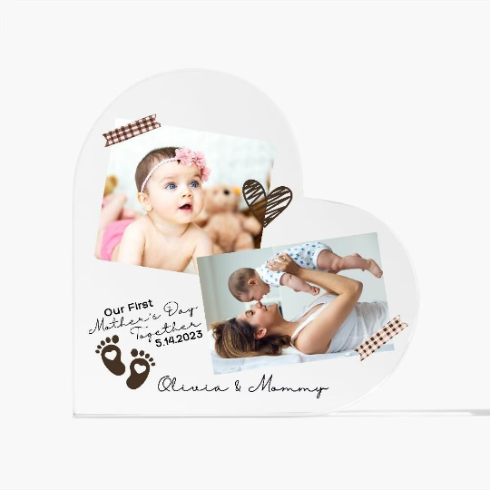 Happy First Mothers Day - Printed Heart Acrylic Plaque