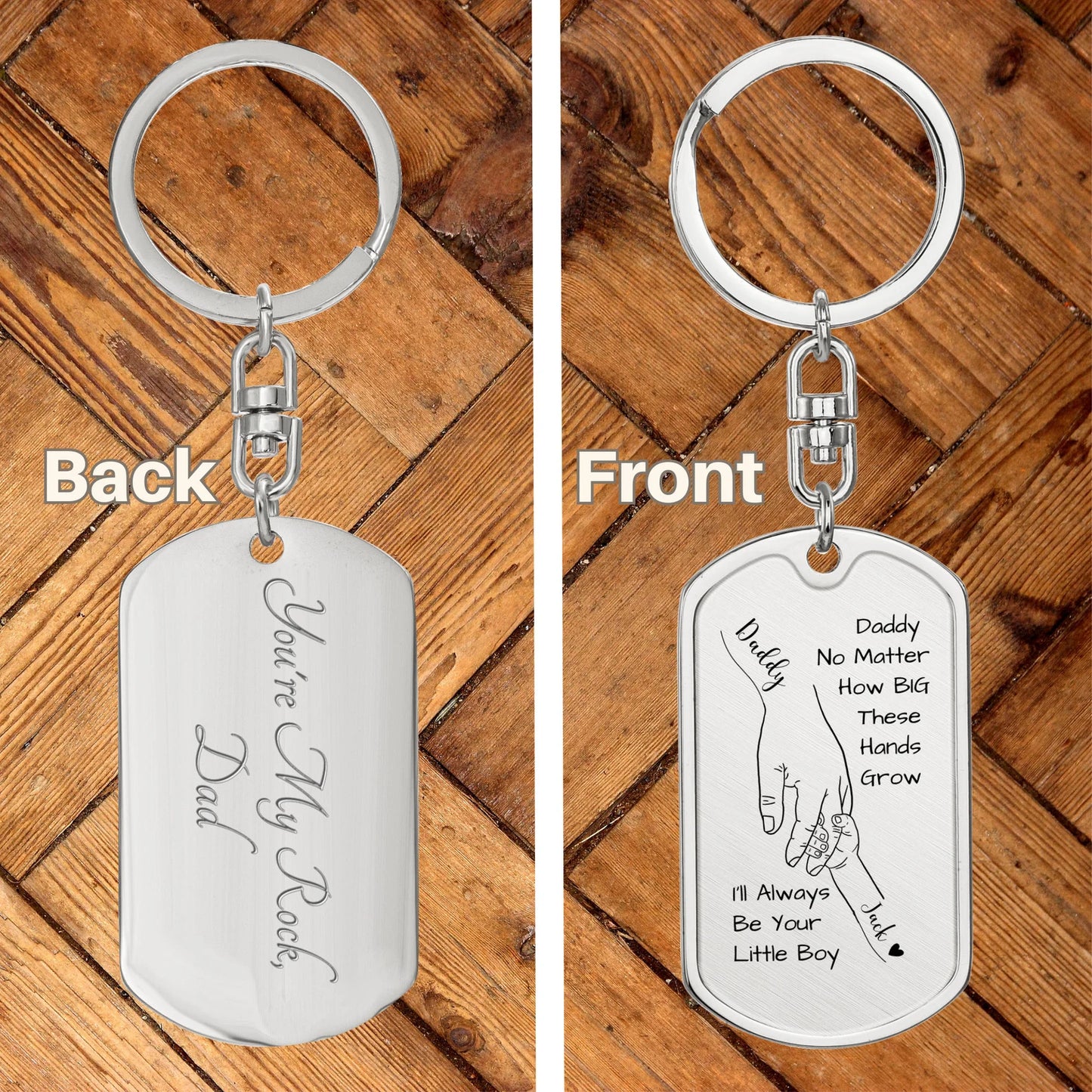 Fathers Day Gift Engraved Keychain with Boy or Girl Name