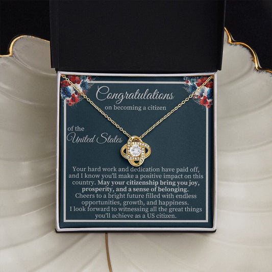 US Citizenship Gift, Personalized American Citizenship Card with Necklace, Immigration USA Becoming American, Congrats New US Citizen Card