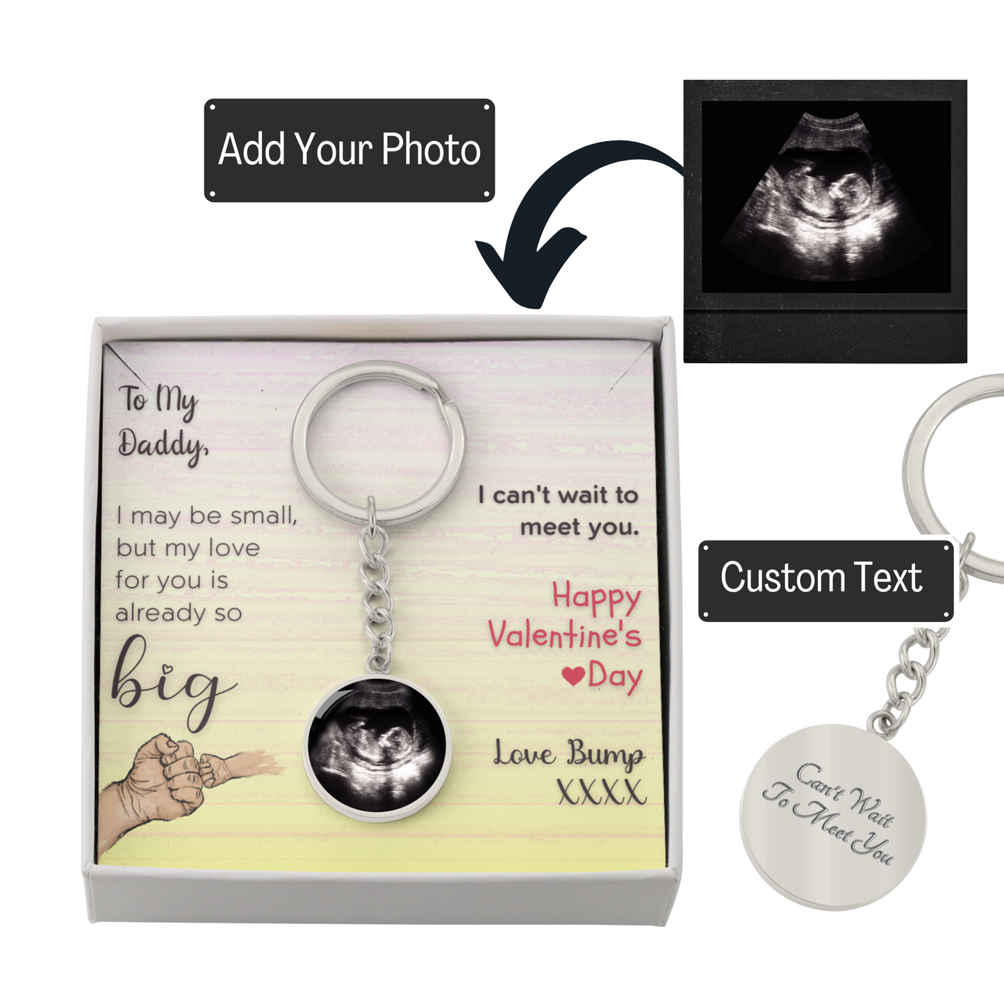 Daddy to be gift for Valentine's Day, Keychain With Photo and Card